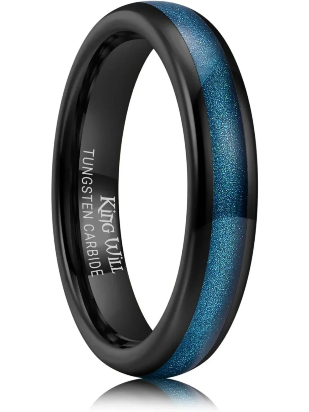 Tungsten Carbide Wedding Band for Men & Women, Comfort Fit, Meteorite/Opal